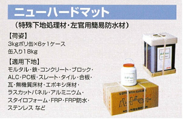 【直送】 ニューハードマット 3kg缶(３kg×６缶/ケース)  弱カチオン系一液アクリル特殊変性アスファルトエマルジョン