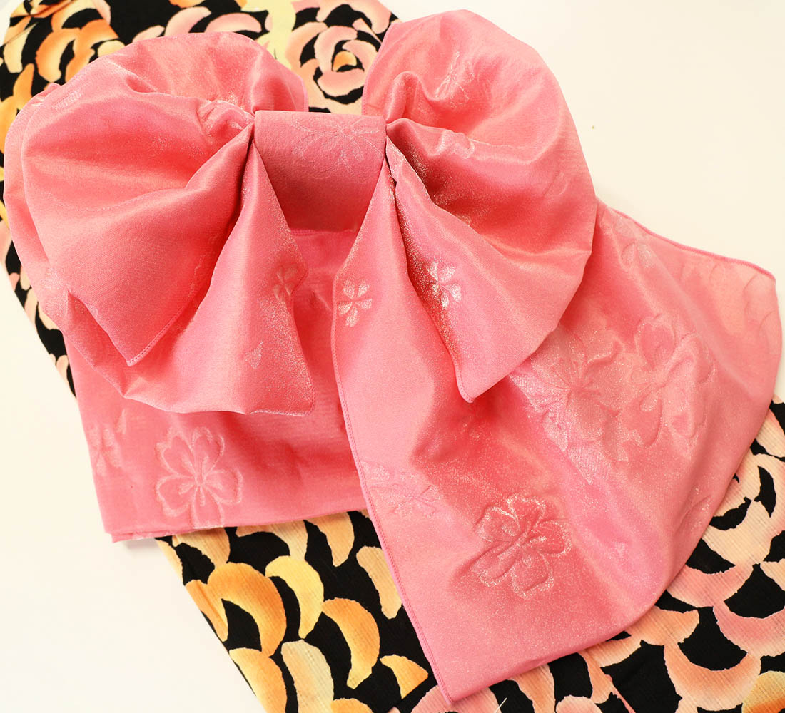 楽天市場 子供 浴衣作り帯 片長結び帯 ピンク２柄 キッズ 兵児帯 ジュニア帯 ゆかた帯 ワンタッチ帯 子ども用 送料無料 北陸のきもの問屋 越前屋