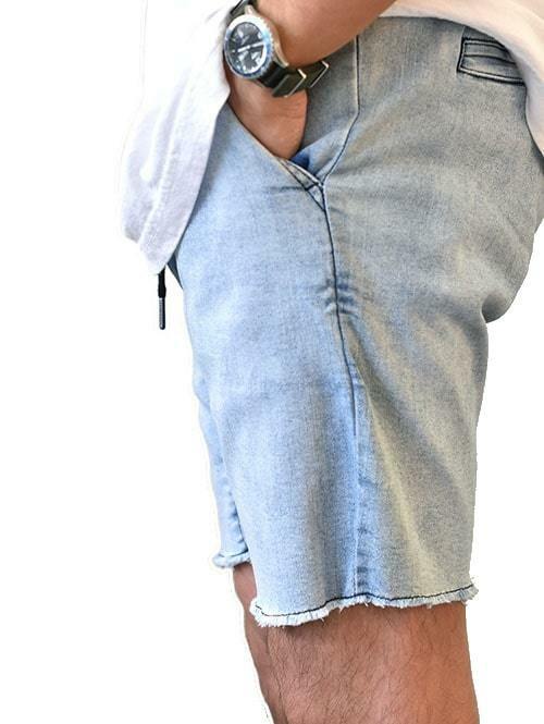 Zanerobe Slingshot Short Mid Blue ゼインローブ ハーフパンツ メンズ ショートパンツ 半ズボン 大きめデニムショートパンツ カットオフ 切りっぱなし ウオッシュデニム 短パン メンズ 大きめパンツ Dem Mk