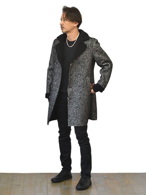 EN AVANCE Wool Herringbone　Boa Coat イタリア製　ウール　ヘリンボーン コート　裏ボア