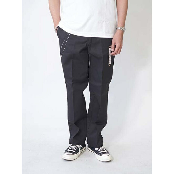 HTC Dickies 874 PANT #DOUBLE CHAIN - Blackディッキーズ 874 スタッズ ダブルウォレットチェーン