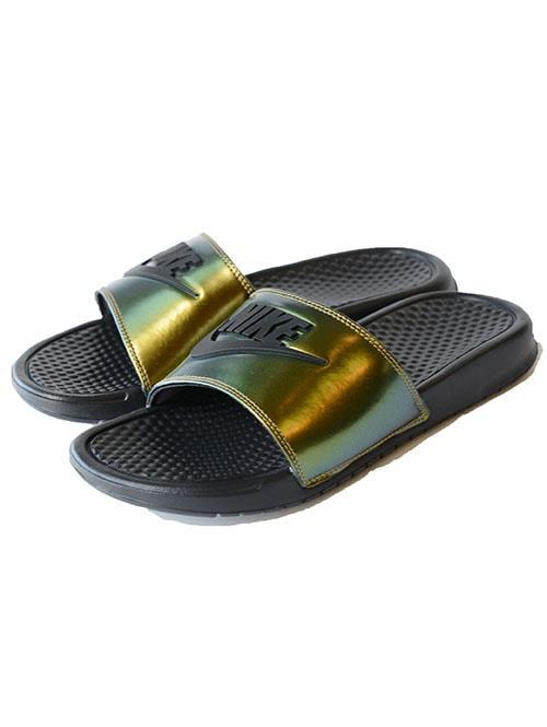 gold nike sandals
