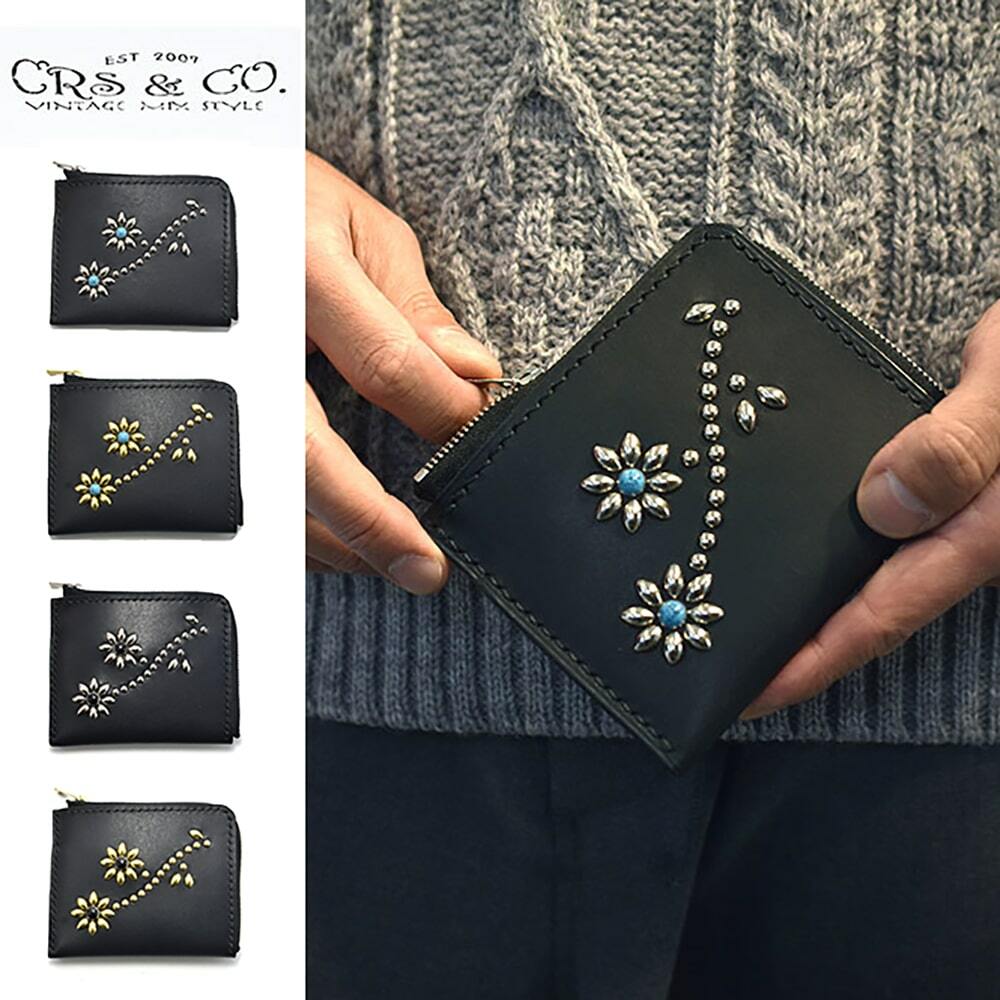 CROSSED ARROWS (クロッシード　アローズ） 小銭入れ ハンドメイド 小さめ 牛革　本革 スタッズ　財布 黒色 10,439円