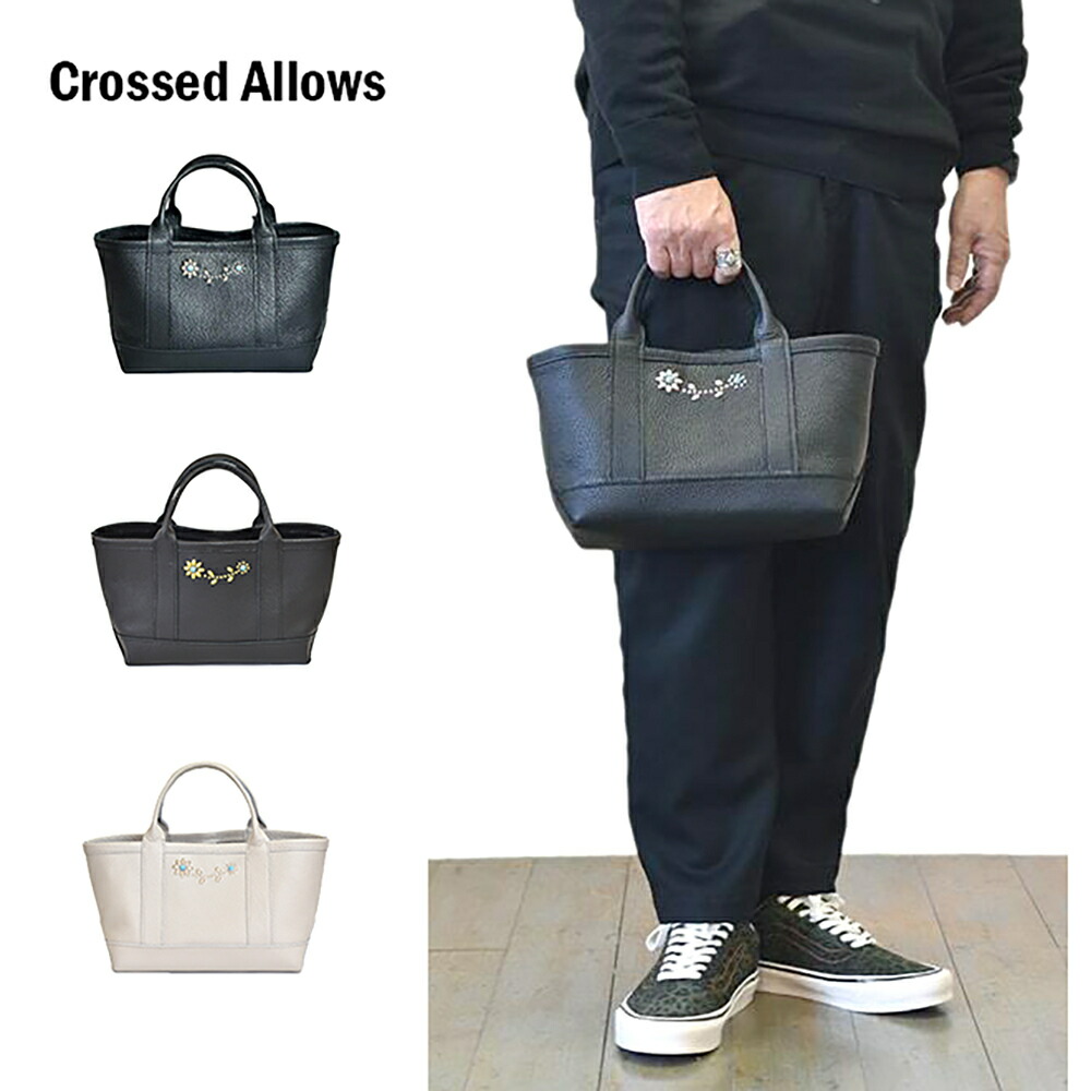 CROSSED ARROWS (クロッシード アローズ)エトフ 別注 牛革 本革 フラワースタッズ レザー トートバッグ レザーバッグ ユニセックス 人気 カジュアル 日本製|原宿 エトフ ETOFFE
