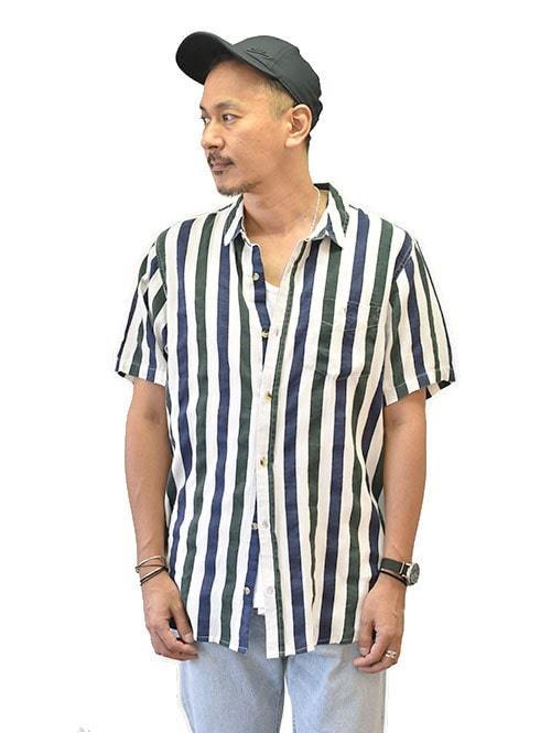 楽天市場 Rolla S Bon Shirt ローラス ヘリンボーン ストライプシャツ カジュアルシャツ メンズ半袖シャツ 大きめシャツ 原宿 エトフ Etoffe