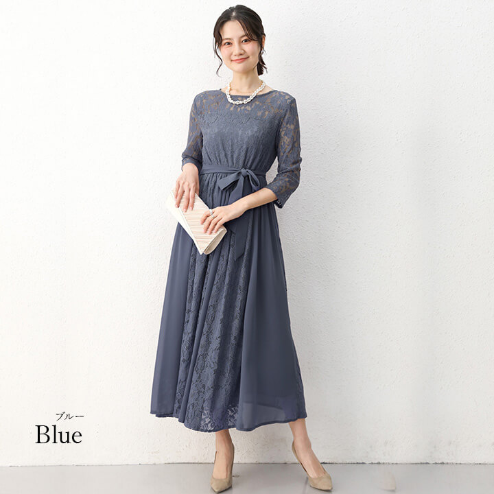 ロングドレス メルヘンチックな花柄刺繍をドレス全体に広げるように使用した