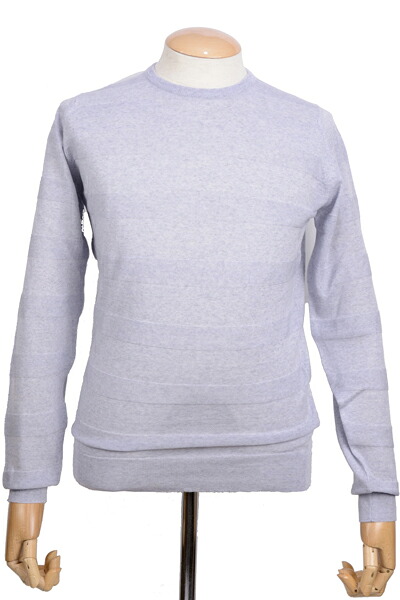 ジョンスメドレーメンズ JOHN SMEDLEY MEN 秋冬長袖テクスチャボーダークルーネックセーター グレー コップロー 30ゲージ メリノウール ジョンスメドレー トップス