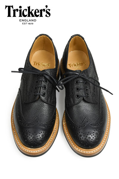 トリッカーズ Tricker\u0027s バートン/ケズウィック 黒いこと スコッチグレイン ダイナイトソール カントリーシューズ ウィングチップ フルブローグ短靴