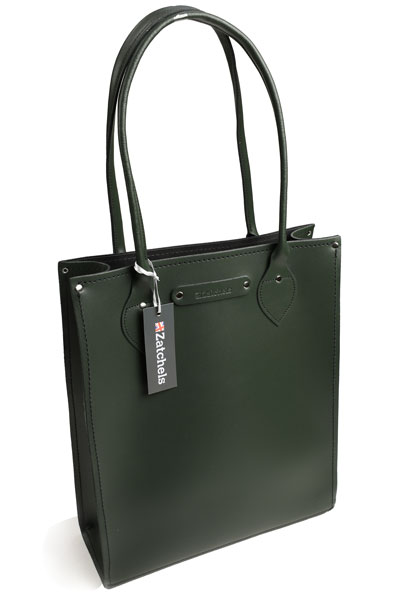 ザッチェルズ ZATCHELS スリムトートバッグ（レザーショッパー）アイビー グリーン A4サイズ、13インチのノートパソコン収容可 牛革 英国製｜ETON HOUSE（イートンハウス） 23,100円