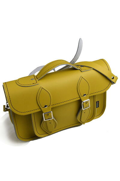 ザッチェルズ ZATCHELS サッチェルバッグ-11.5in 黄色・オー鉄道車両 手持ち部分＆脱着ストラップの２WAY 牛皮 連合王国製