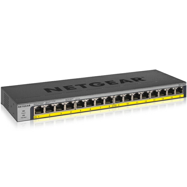NETGEAR GS316 16ポート アンマネージスイッチ ネットギア GS316P｜GS316P-100AJS｜ギガ16ポート PoE+対応アンマネージ