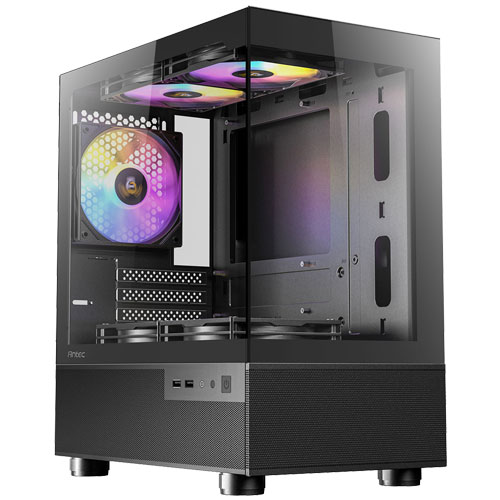 ANTEC Micro-ATX ミニタワーケース CX200M RGB Elite ピラー受け答え式向こう正面・側面ダイアログボックス 5×RGB気違い付