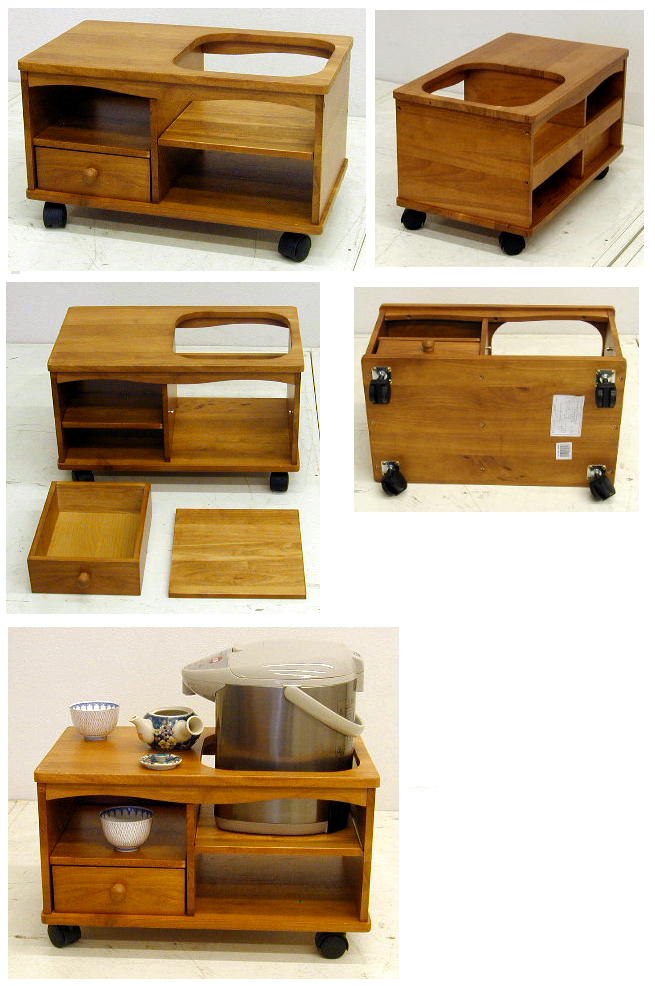 楽天市場】お座敷ワゴン 引出付 金属取っ手 ポットワゴン 幅39cm