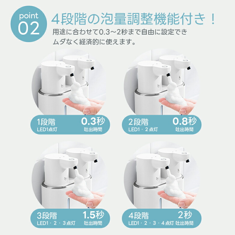 【クーポンで43％OFF】ダブルソープディスペンサー 自動 泡液体 4段階調節 大容量 800ml 防水 壁掛け LED 洗面所 キッチン USB充電 （T）【予約販売】
