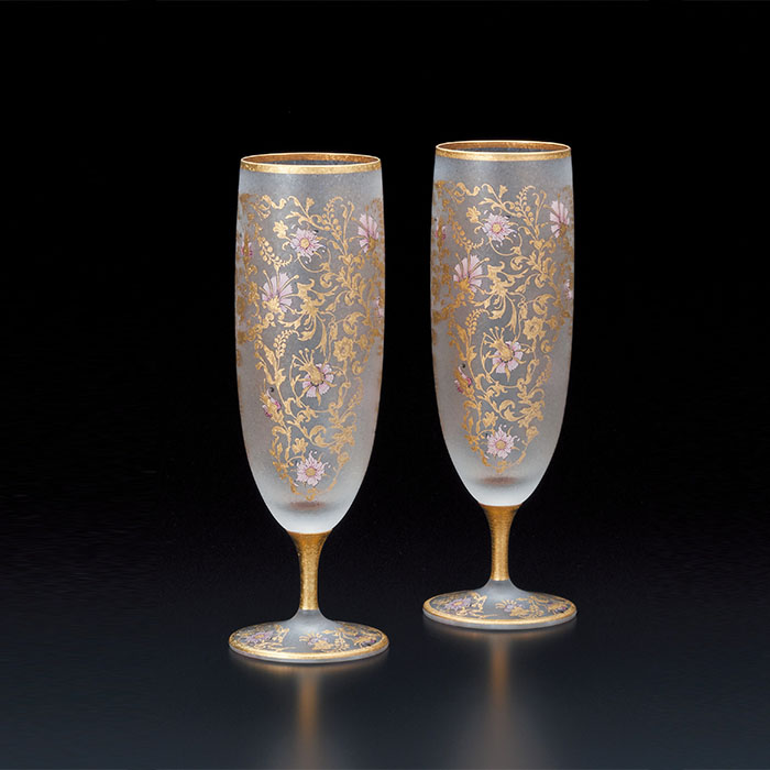『アデリア エル・ドラード アラベスク beer 360ml ペアセット』【ペア ギフト 花柄 グラス 酒器 ビール ビアグラス 日本製】|Eureka