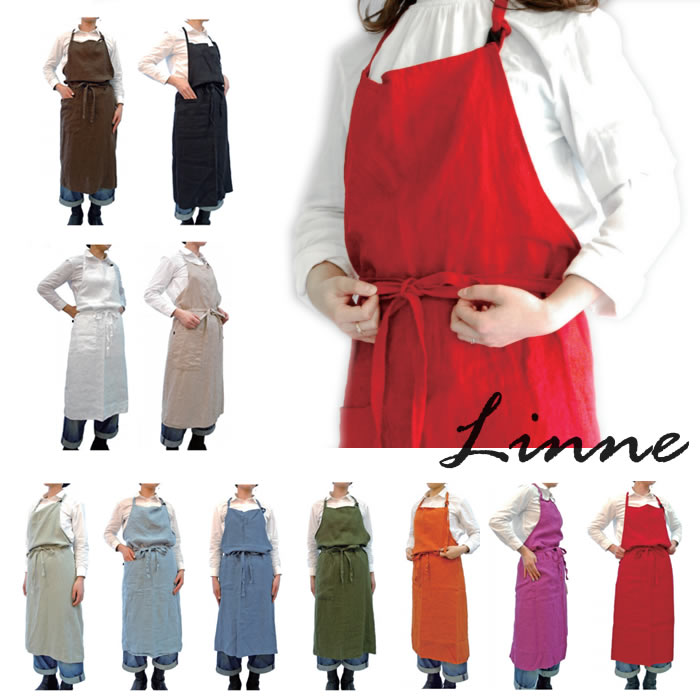 『リンネ Linne エプロン』 【南海通商 麻 リネン 無地 ロング キッチン 母の日 敬老の日 プレゼント ギフト 雑貨】