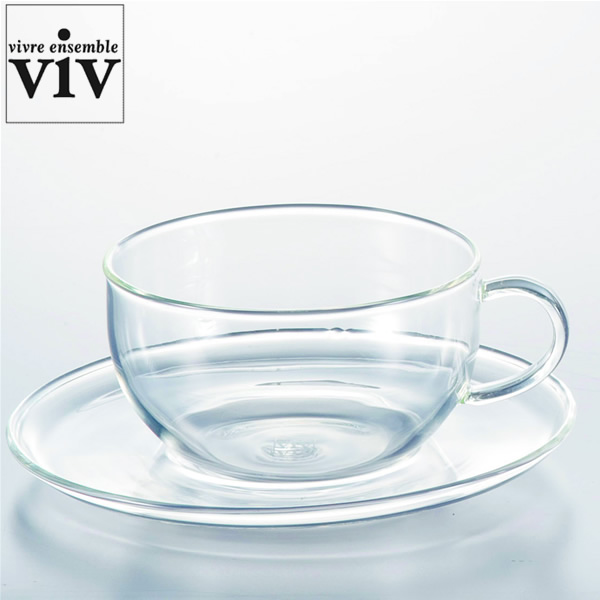 【楽天市場】『ViV ヴィヴ ティーカップ＆ソーサー セット』～耐熱ガラスシリーズ～【 マグカップ コーヒーカップ ティーカップ プレート お