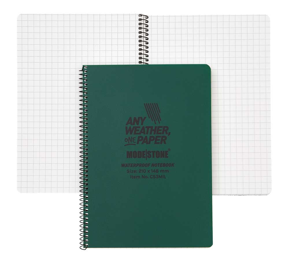 【10冊セット】MODESTONE モードストーン・サイドスパイラル ミリタリーノートパッド A5 (左綴じ・148X210mm・50枚)7530-58-001-3827 耐候/耐水/耐油/フィンランド製/正規輸入代理店直売|ユーロサープラス