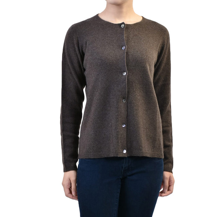 楽天市場 デェニー カシミヤ クルーネック 長袖 カーディガン Denny D17 505 ブラウン レディース ラスト１点 セール サンエー 世界の一流品