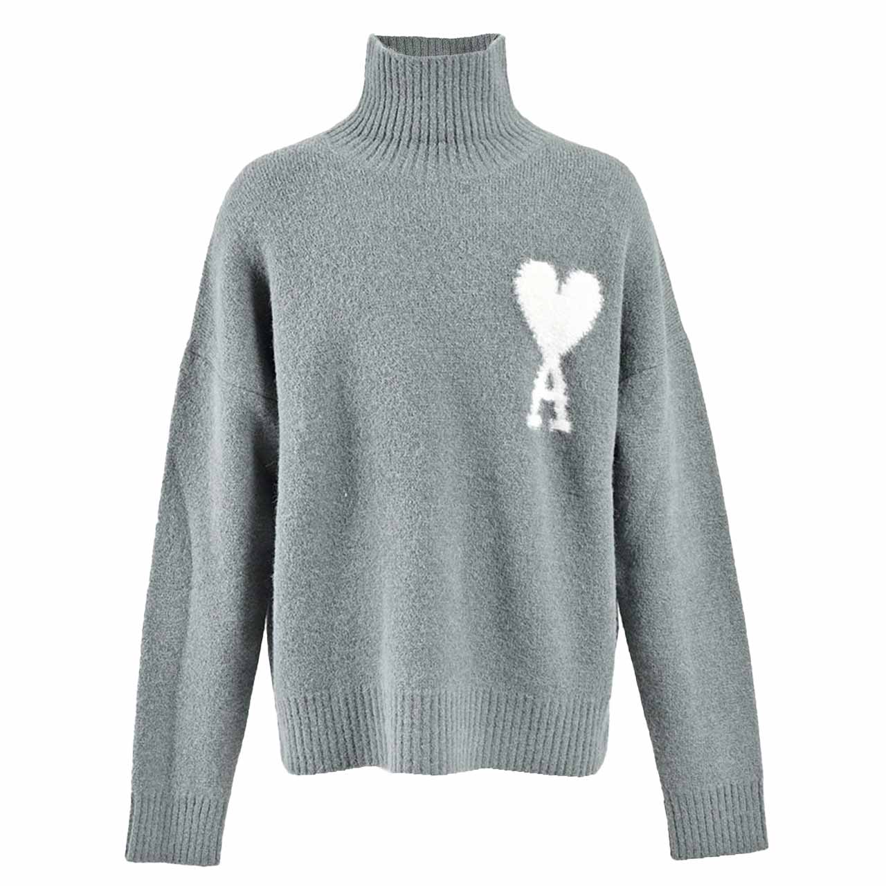 新品未使用タグ付きami グレー ニットセーター AMI PARISグレー ニット グレー ウール Ami De Coeur クルーネック