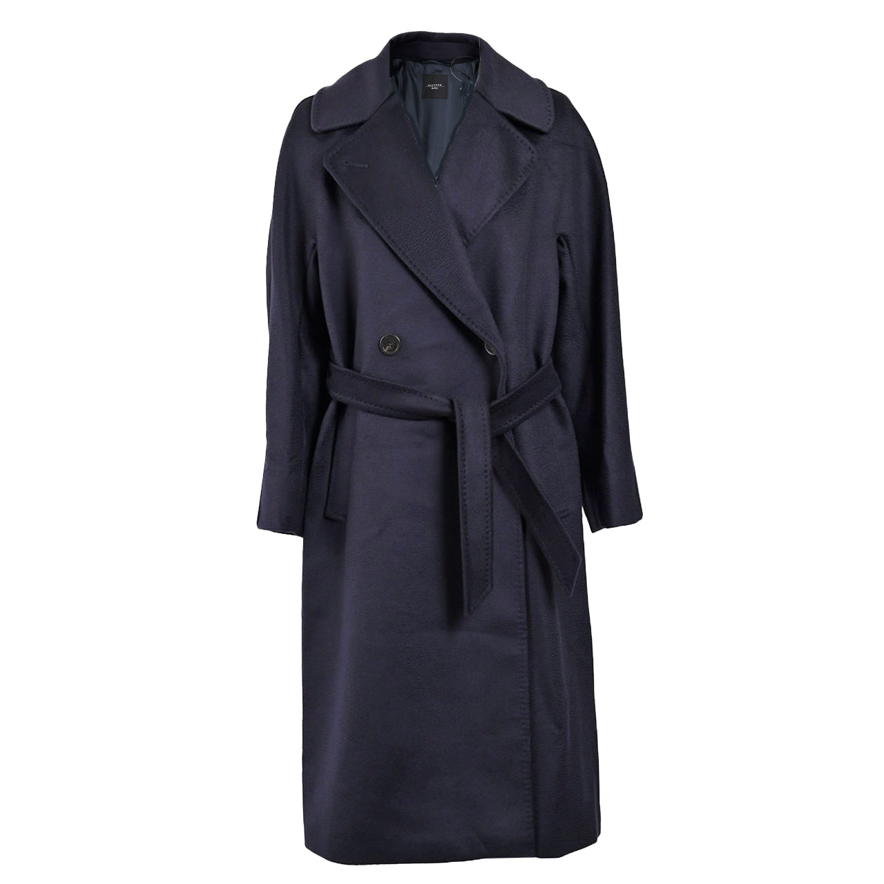 MaxMara チャコールグレー ロングコート ウエストベルト付き MaxMara チャコールグレー ロングコート ウエストベルト付き