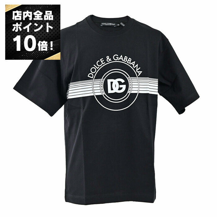 ロゴありTシャツ【DOLCE&GABBANA】女性★送料関税無料★ Jersey T-shirt with logo embroidery on neck in Black for
