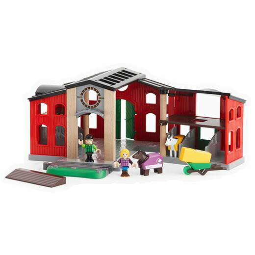 電車 高知インター店 子供 クリスマス 知育玩具 木のおもちゃ 男の子 3歳 2歳 1歳半 ホースハウス Brioのレールセットの追加アクセサリーです 大切な馬たちのためのデラックスなきゅう舎です 12ピース 誕生日プレゼント レールウェイ追加アクセサリー ブリオ Brio