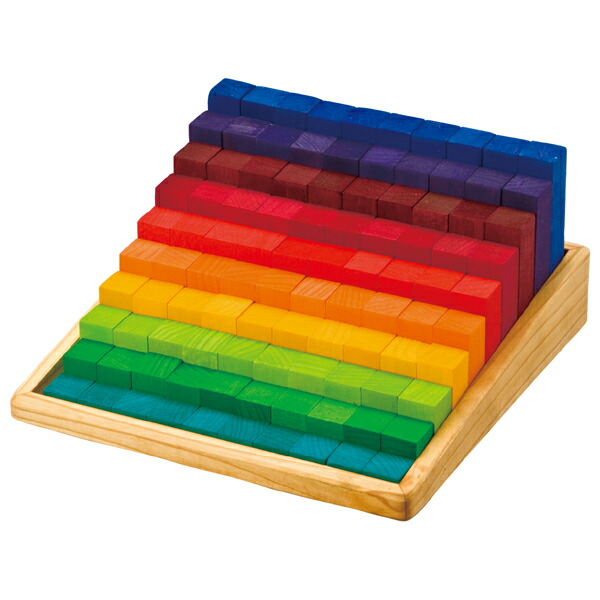 Grimm\u0027s Spiel \u0026 Holz Design グリムス社 にじのカウンティングブロック 小 100P～ＦＲＧ、グリムス社の色つやと基尺が整った立ちはだかる積み木。数や色の類概念を学んだりお修するもできます。(GM42100)