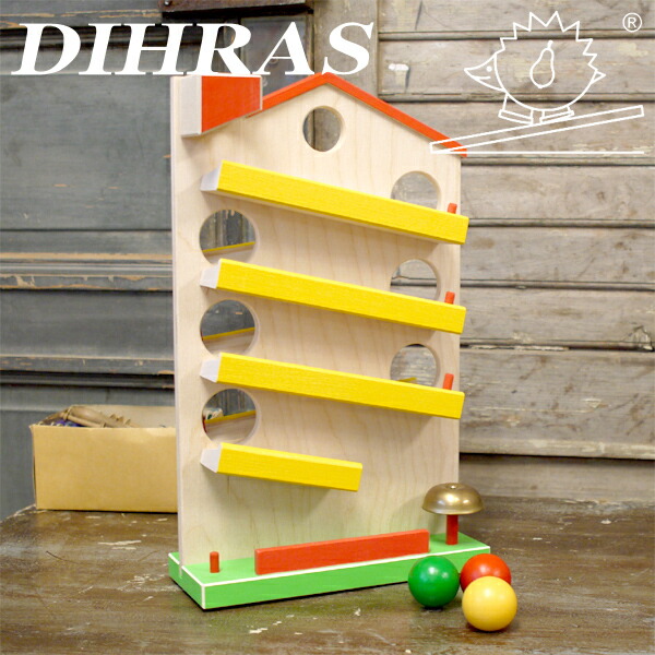 楽天市場 Dihras ディラス ハウスクーゲルバーン カラー チェコの人気の木のおもちゃ お家の形の木製スロープトイ ボール転がし ジグザグにスロープを転げ落ちます 木のおもちゃ ユーロバス