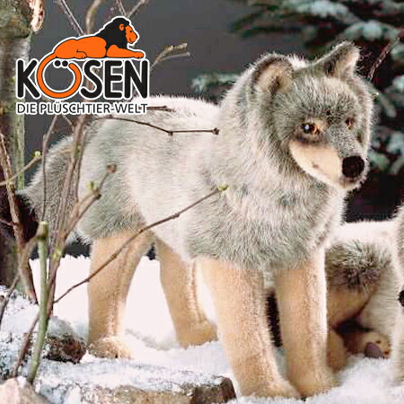 KOESEN ケーセン社 オオカミ 3840～ドイツ・KOESEN/KOSEN（ケーセン社）の動物のぬいぐるみ。愛らしい表情のおおかみのぬいぐるみです。出産祝い クリスマス プレゼント 結婚記念日 出産したママへのご褒美にもおすすめ(KSN-J30-27)｜木のおもちゃ ユーロバス