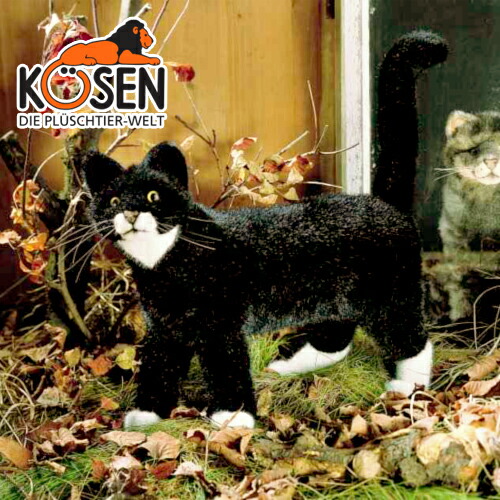 KOESEN ケーセン社 ねこ 立ち (大) 黒 3960～ドイツ・KOESEN/KOSEN（ケーセン社）の動物のぬいぐるみ。愛らしい表情の猫（ねこ/ネコ）のぬいぐるみです。出産祝い クリスマス プレゼント 結婚記念日 出産したママへのご褒美にもおすすめ(KSN-G29-1)