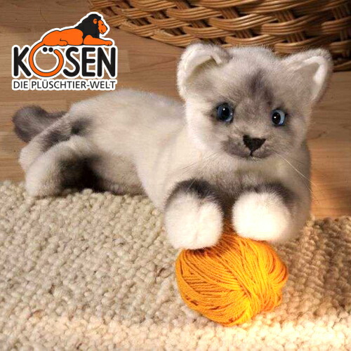 KOESEN ケーセン社 ねそべり猫 (小) ヒマラヤン 6100～ＦＲＧ・KOESEN/KOSEN（ケーセン社）の毛の荒物のぬいぐるみ。愛くるしいつら構えの猫（ねこ/猫）のぬいぐるみです。生み出すこと祝賀会 クリスマス 差し上げ物 一緒になる祝する日 生み出すことしたおっ母さんへのご褒奨金にもおすすめ(KSN-K32-6)