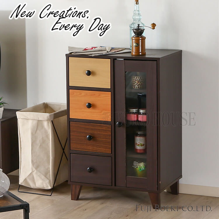 楽天市場】ウッドグラデーションシリーズ キャビネット 4段[fbc] 幅