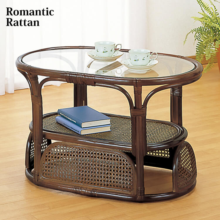 ビンテージ/ラタン/ラタン家具/籐家具/ガラステーブル/センターテーブル/楕円 ビンテージ/ラタン/ラタン家具/籐家具/ガラステーブル/センター
