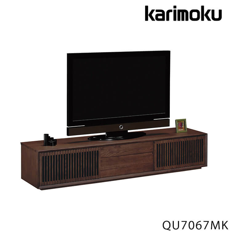 マラソン期間中店内商品ポイント最大20倍【送料無料】テレビボード TVボード テレビ台 TV台 ローボード QU7067MK 幅201 収納 スペパ 中仕切り 引出し付 シンプル モカブラウン色 受注生産 北欧テイスト カリモク karimoku P8｜輸入家具・インテリア　EURO HOUSE 157,850円