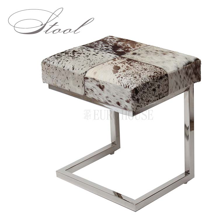 スツール リアルファー ブラウン ホワイト モダン 毛皮 AS-8010-C 輸入