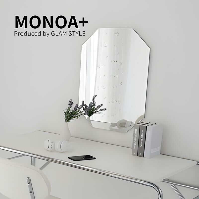 マラソン期間中店内商品ポイント最大20倍【送料無料】MONOA+ ミラー オクト 50x70cm円形 リビング 玄関 シルバー家具 おしゃれ 韓国風インテリア シンプルデザイン グラムスタイル