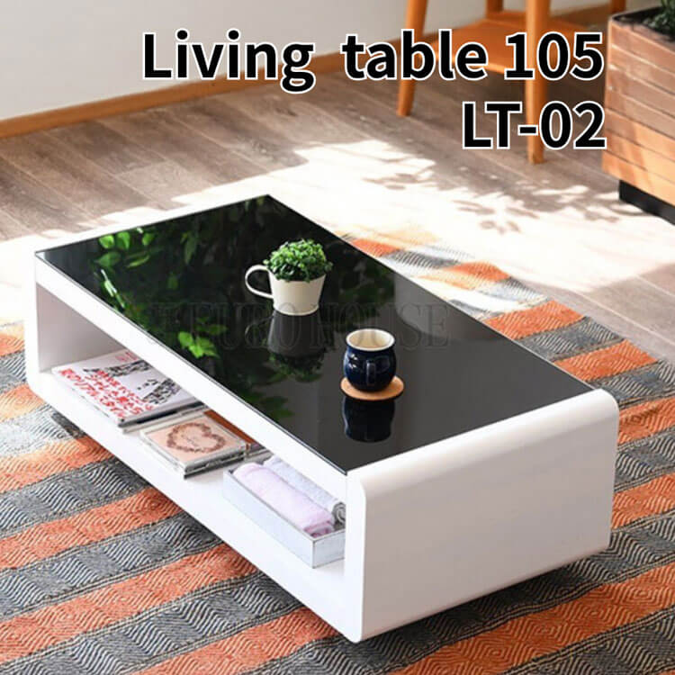 10日は店内商品ポイント最大20倍【送料無料】テーブル 15 センターテーブル LT-02 ガラス天板 WH BK ホワイト ブラック リビングテーブル エナメル塗装 シンプル モダン 収納 スペパ 完成品 サン