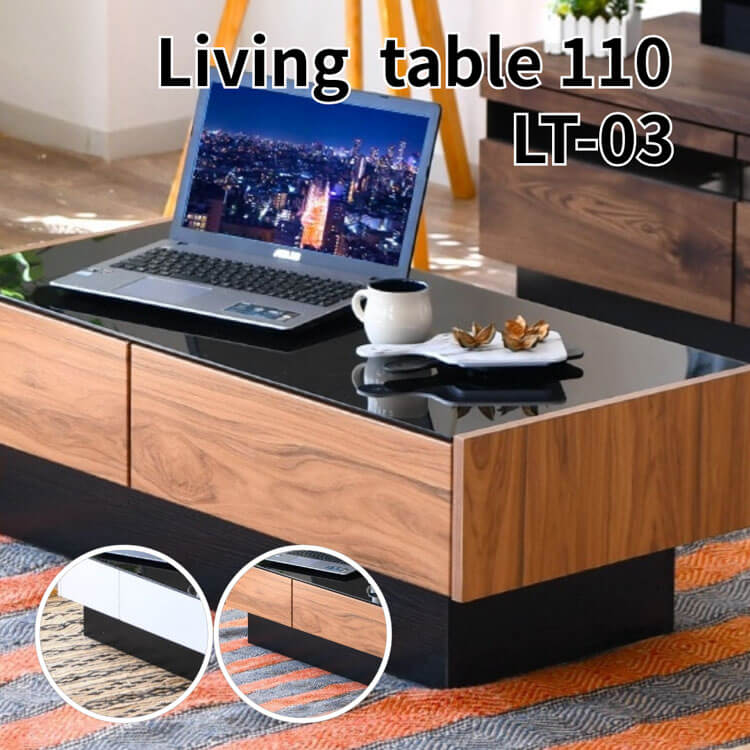 10日は店内商品ポイント最大20倍【送料無料】テーブル 15 センターテーブル ガラス天板 WH BR BK ホワイト ブラウン ブラック リビングテーブル エナメル塗装 シンプル モダン 収納 スペパ 引出し 完成品 サン 20,986円
