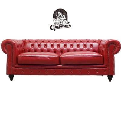 輸入家具 デザイナーズ そふぁ ソファー レッドPUレザーチェスターフィールド3シーターソファ CLUBMAN(クラブマン) ソファー ソファ 3人掛け 三人掛け アンティーク チェスターフィールド ヴィンテージ 海外 インテリア かっこいい おしゃれ レザー 合成皮革 レッド VX3P63 65,450円