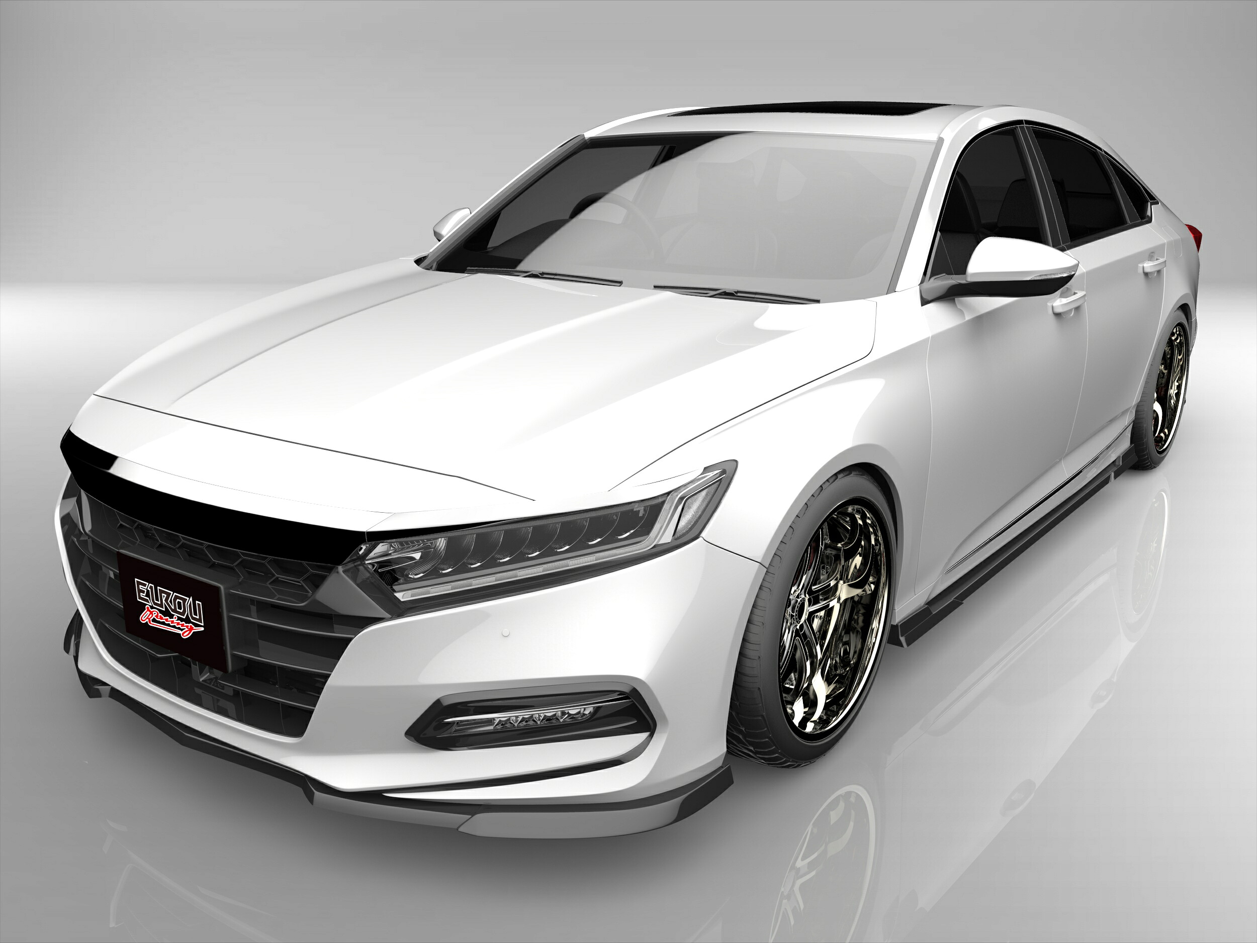 ■国産エアロパーツ!保証付き!!NEW MODEL/EUROUアコード CV3フロントアンダースポイラー サイドステップ リアマッドディフューザー 3点キット エアロパーツ|EUROU店