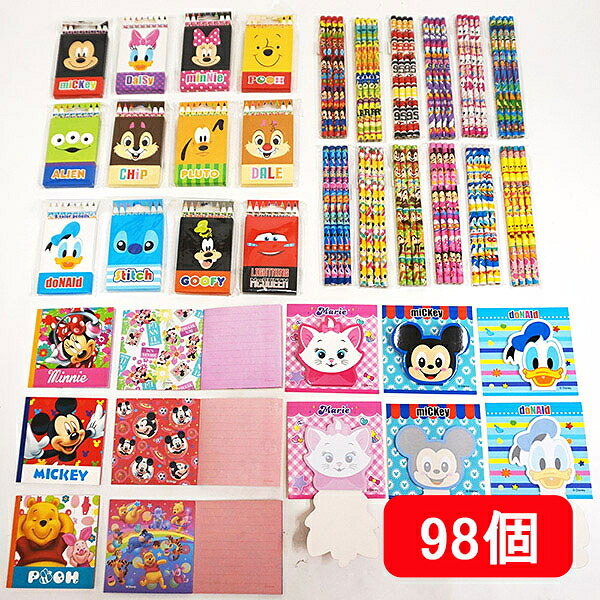 ディズニー文具4種セット　98個 / 景品 プレゼント 粗品 文房具 鉛筆