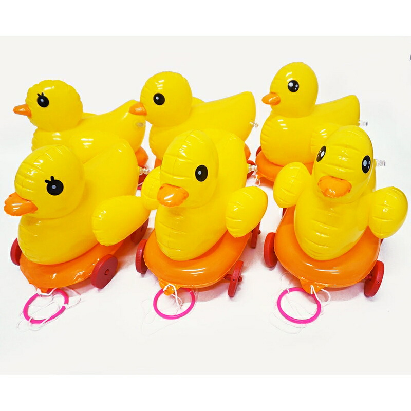 おさんぽコロコロアヒルちゃん　ビニール車付きおもちゃ　27cm　12個セット [縁日 お祭り 景品 イベント 夏祭り おもちゃ お散歩 アヒル] 4,930円
