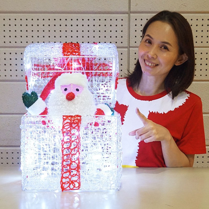 クリスマス 装飾　ムービングクリスタル　プレゼントBOXサンタ