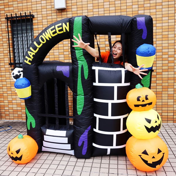 ハロウィンエア装飾　フォトスポットエアーディスプレイ　パンプキンプリズン　W195cm