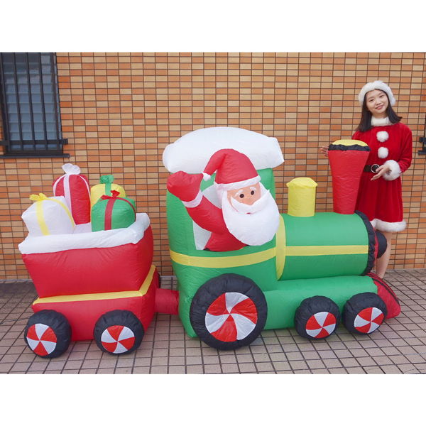 クリスマス エアブロー 装飾　トレイン2車両　約L246cm / ディスプレイ