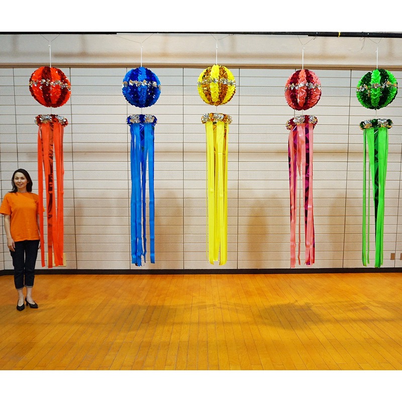 七夕　特大デラックスくす玉吹流し(230cm)　/ 吹き流し 簡単 飾り付け 飾り 笹 装飾 大きい 目立つ ビッグ
