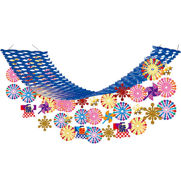 楽天市場 夏祭り装飾 提灯花火ガーランド L180cm メール便可 販促イベント屋