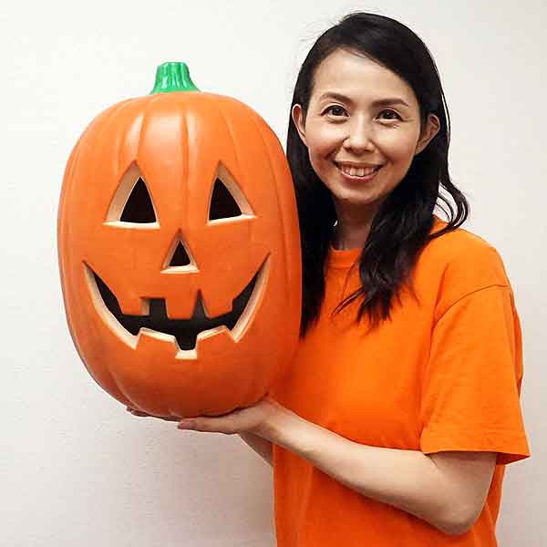 ハロウィン 装飾　パンプキンLEDランタン　約H40cm　XLサイズ（スマイル）