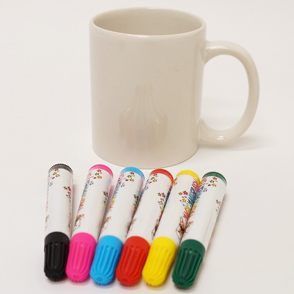 マーカーマグ（大）磁器素材　10個セット販売　お絵かきマグカップ オリジナルマグ　工作キット　販促品・イベント景品　工作キット イベント マーカーマグ（大）磁器素材 お絵かきマグカップ 絵付け 父
